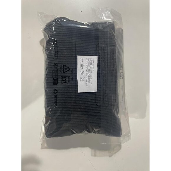 Women Grey Corduroy Large Shoulder Tote Shopping Bag with Zipper and Pockets - Picture 8 of 13